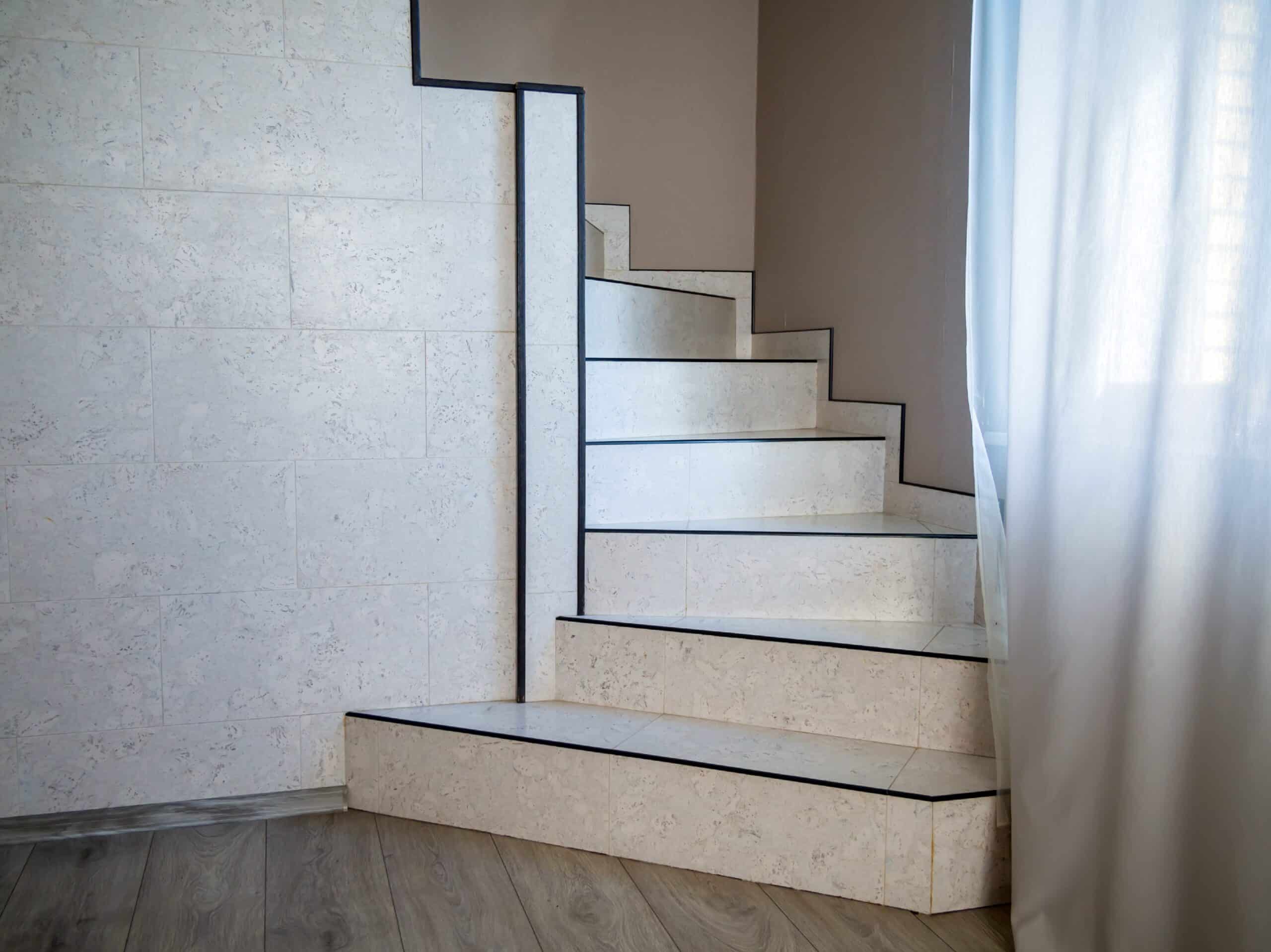 Staircase,Finished,With,Ceramic,Tiles,And,Leading,To,The,Second